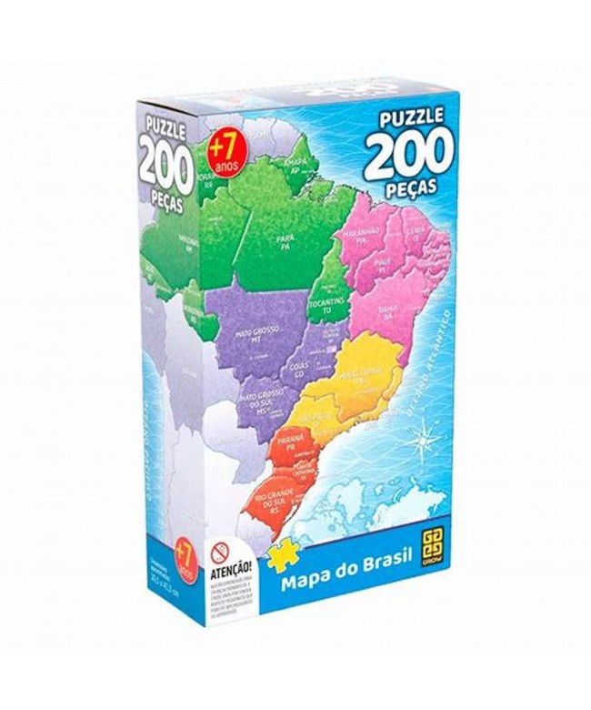 Quebra cabeça 200 peças mapa do Brasil - Grow 03936